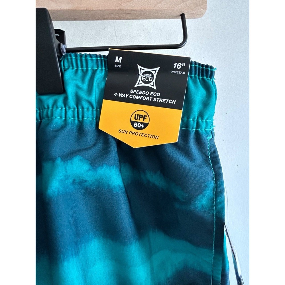 Speedo 16'' Striped Swim Shorts Men's M | Green Striped Swimming Trunks UPF 50+ - Picture 5 of 10